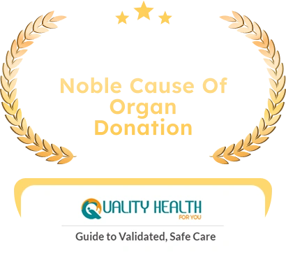 Award badge appreciating the noble cause of organ donation by Quality Health.